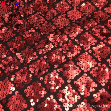 5mm multifunktionaler roter Paillettenstoff Sublim-Druck